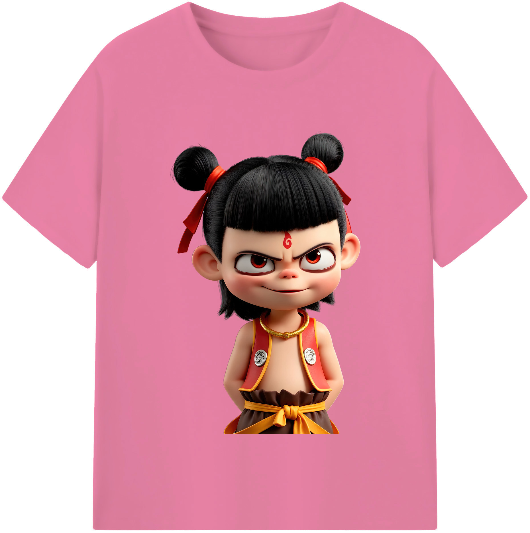 （画像用） Ne Zha 2 ナタ 魔童の大暴れ 綿100％半袖Tシャツ（フロントプリント）